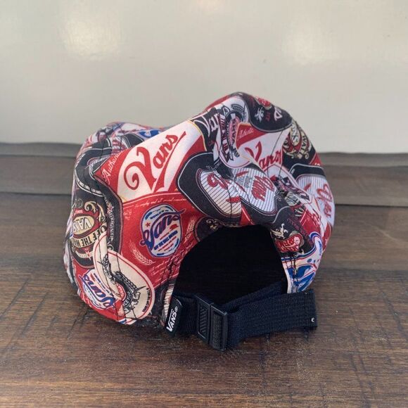 Vans 5 Panel Hat Strap Back Davis All Over Print Signs Logo Beer Stickers - Picture 3 of 5